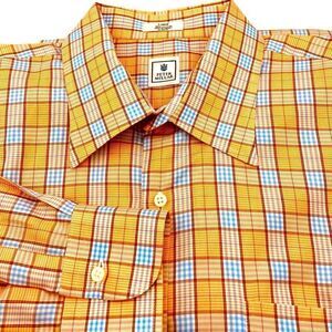 Peter Millar Men’s Cotton Orange Gingham Shirt L